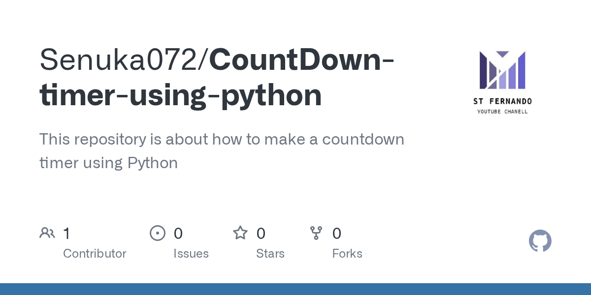 GitHub Senuka072/CountDowntimerusingpython This repository is