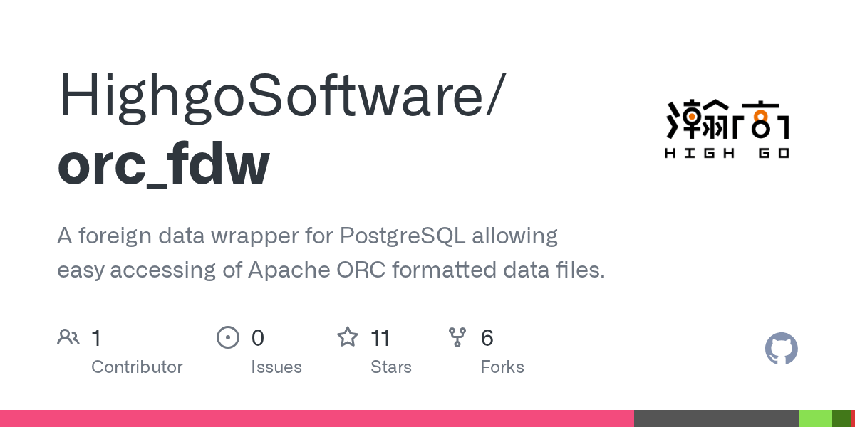 GitHub HighgoSoftware/orc_fdw A foreign data wrapper for PostgreSQL