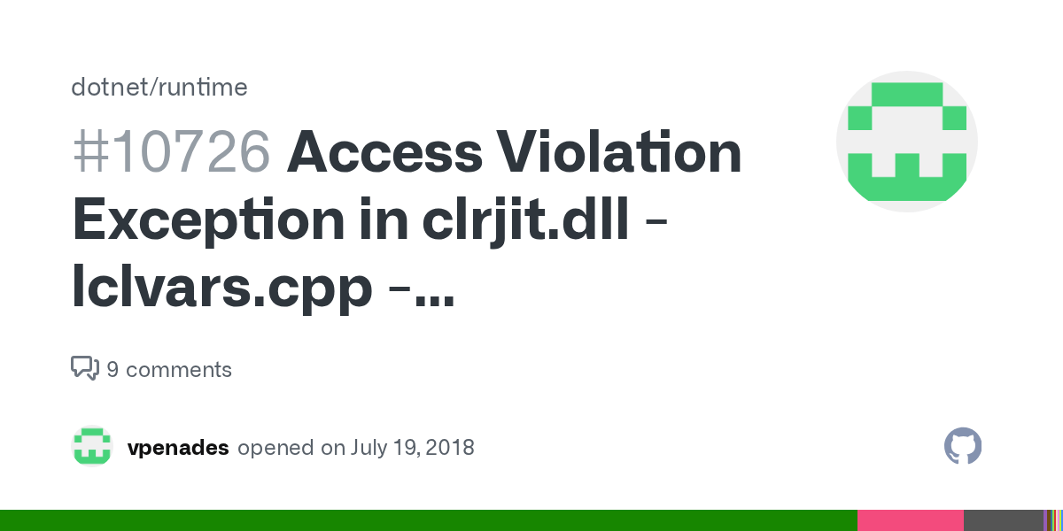 Access Violation Exception in clrjit.dll lclvars.cpp