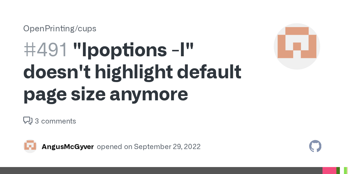 "lpoptions l" doesn't highlight default page size anymore · Issue 491