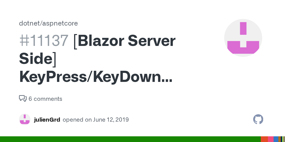 [Blazor Server Side] KeyPress/KeyDown event not working on div element · Issue 11137 ·