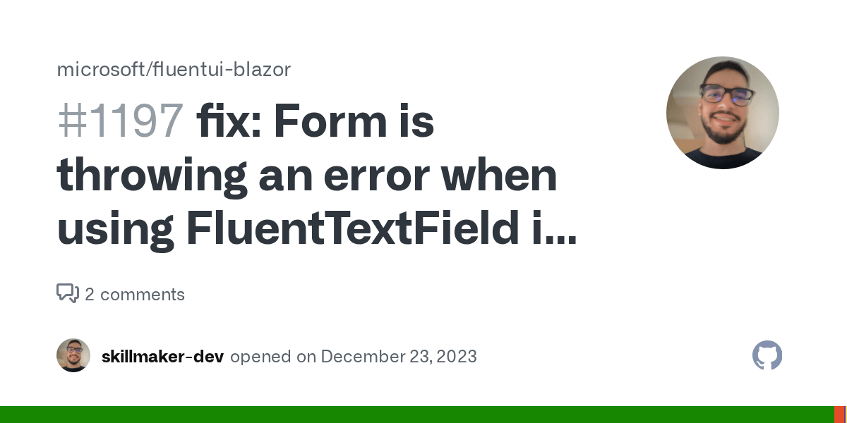 fix Form is throwing an error when using FluentTextField in static SSR