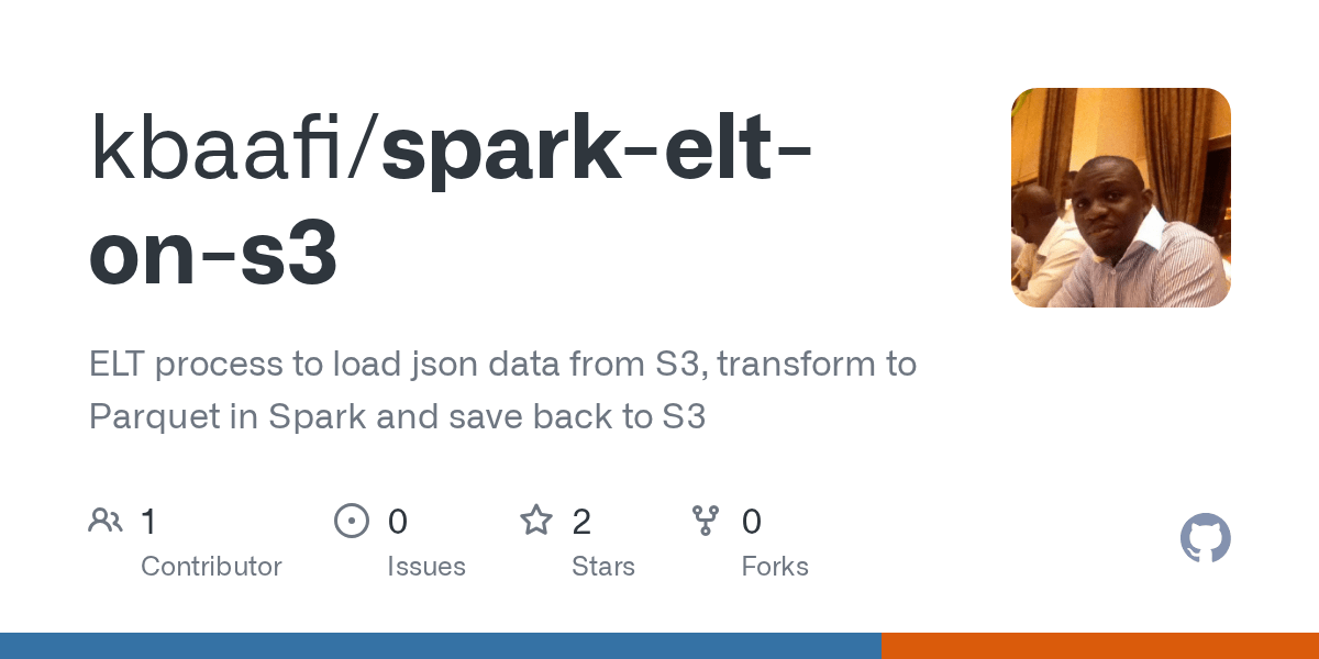 GitHub kbaafi/sparkeltons3 ELT process to load json data from S3