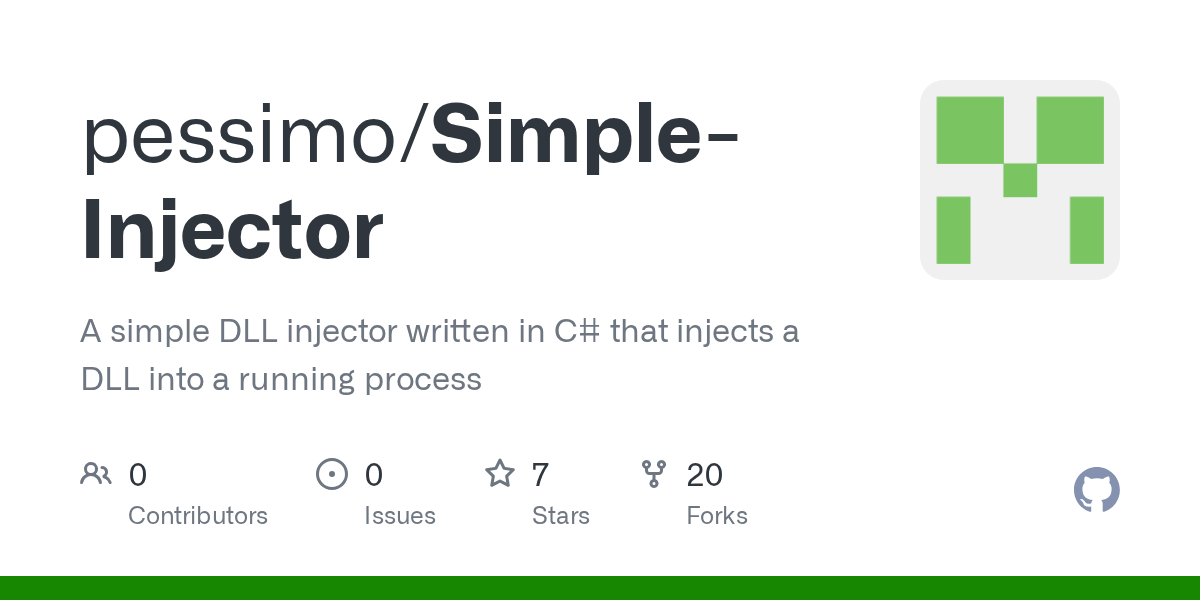 GitHub pessimo/SimpleInjector A simple DLL injector written in C