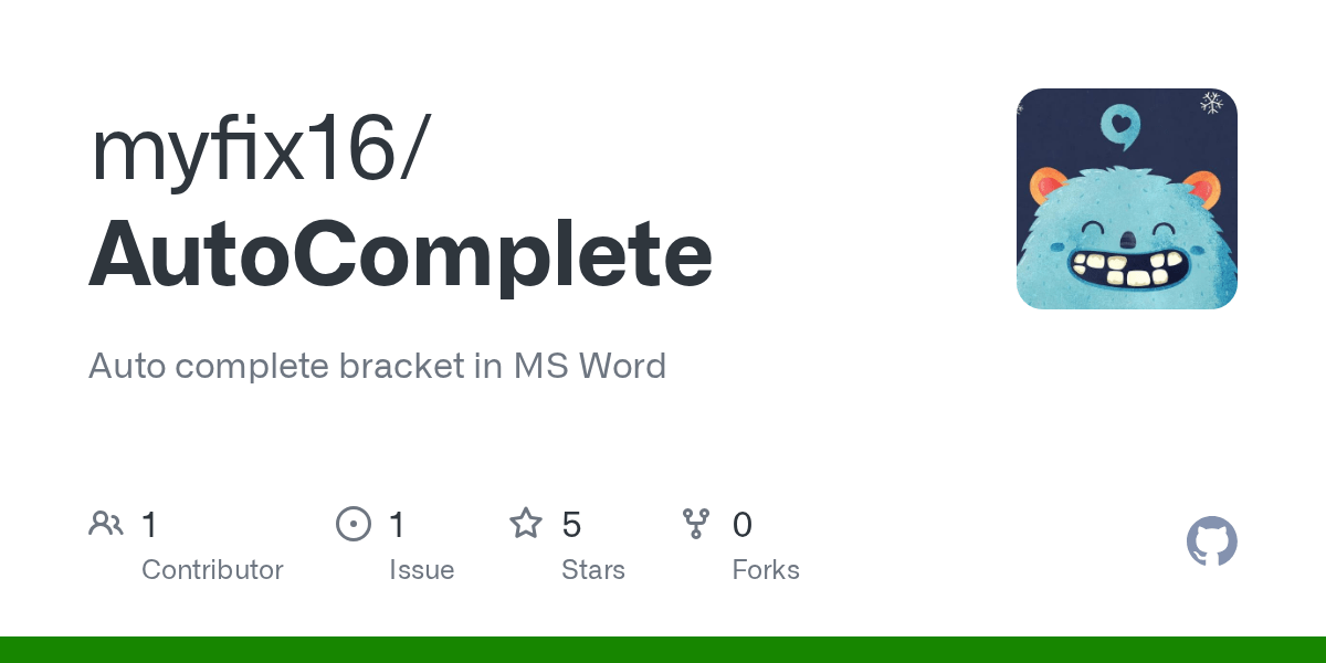 GitHub Auto complete bracket in MS Word