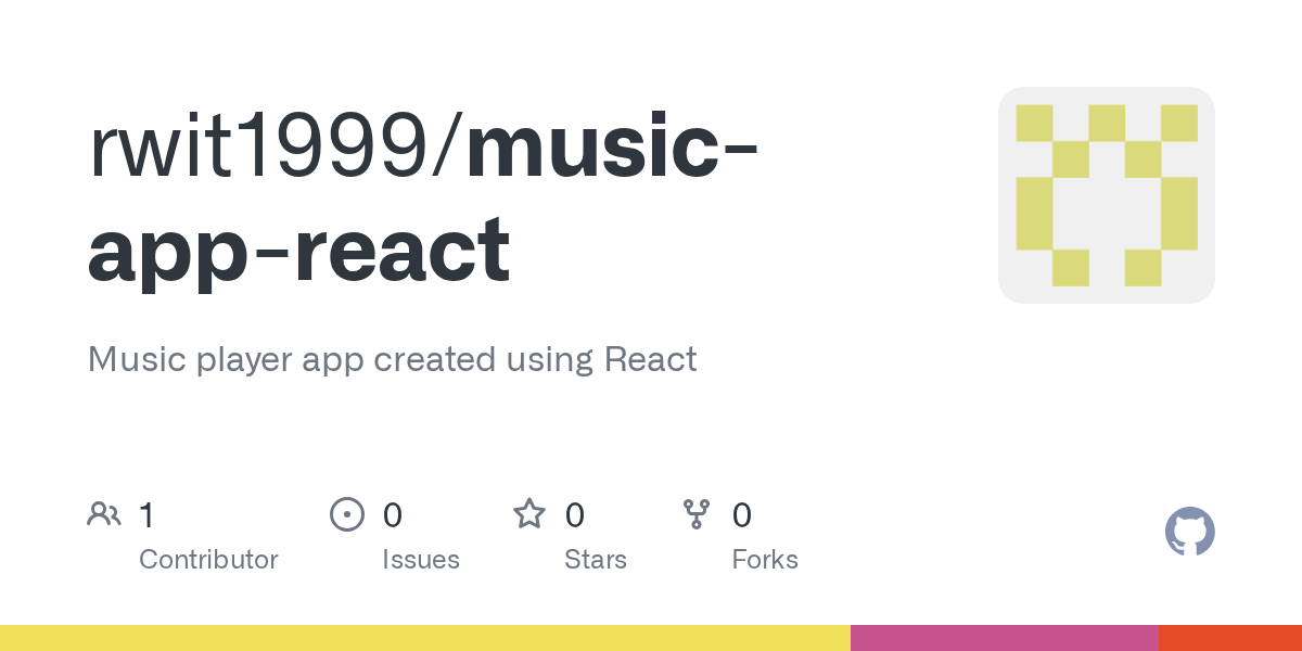 GitHub rwit1999/musicappreact Music player app created using React