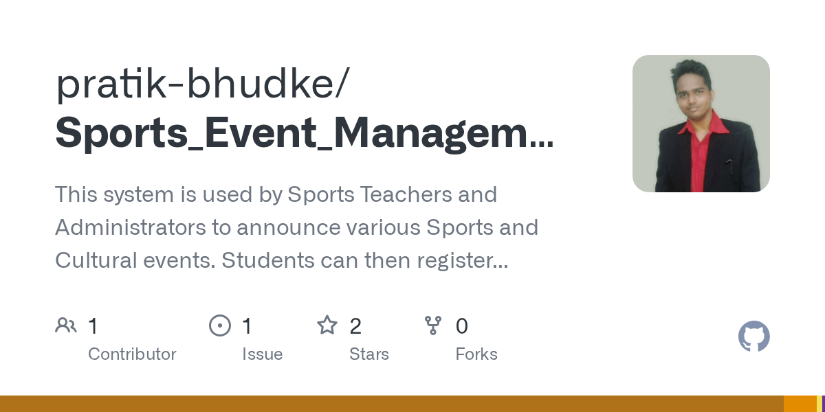 GitHub pratikbhudke/Sports_Event_Management_System This system is