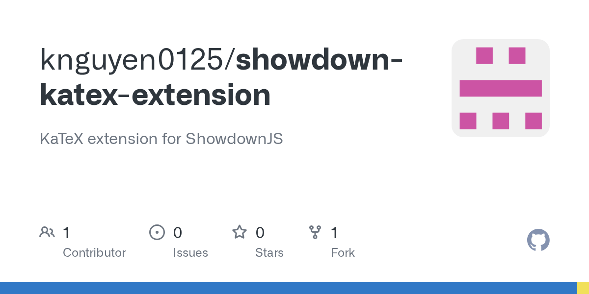 GitHub knguyen0125/showdownkatexextension KaTeX extension for