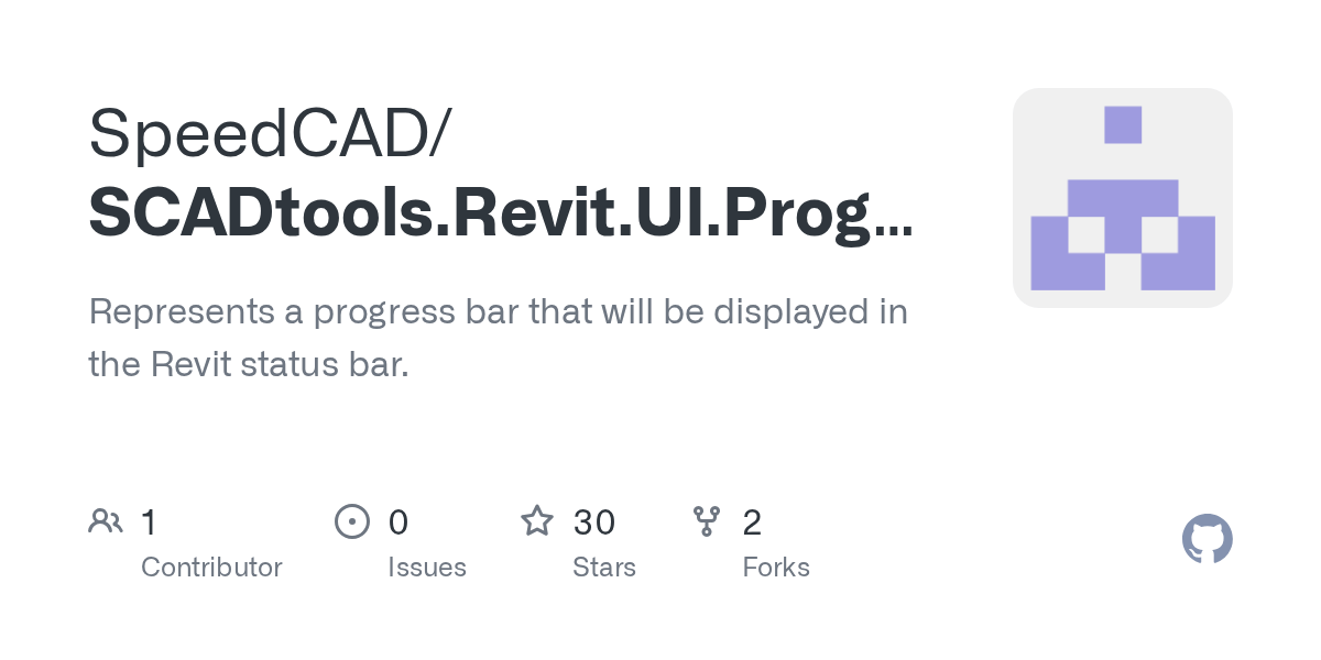 GitHub SpeedCAD/SCADtools.Revit.UI.ProgressMeter Represents a progress bar that will be