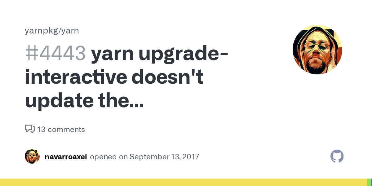 yarn upgradeinteractive doesn't update the package.json file · Issue