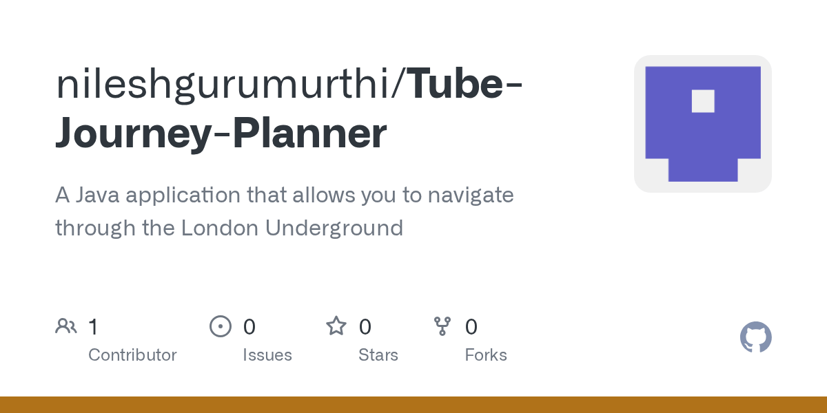 GitHub nileshgurumurthi/TubeJourneyPlanner A Java application that