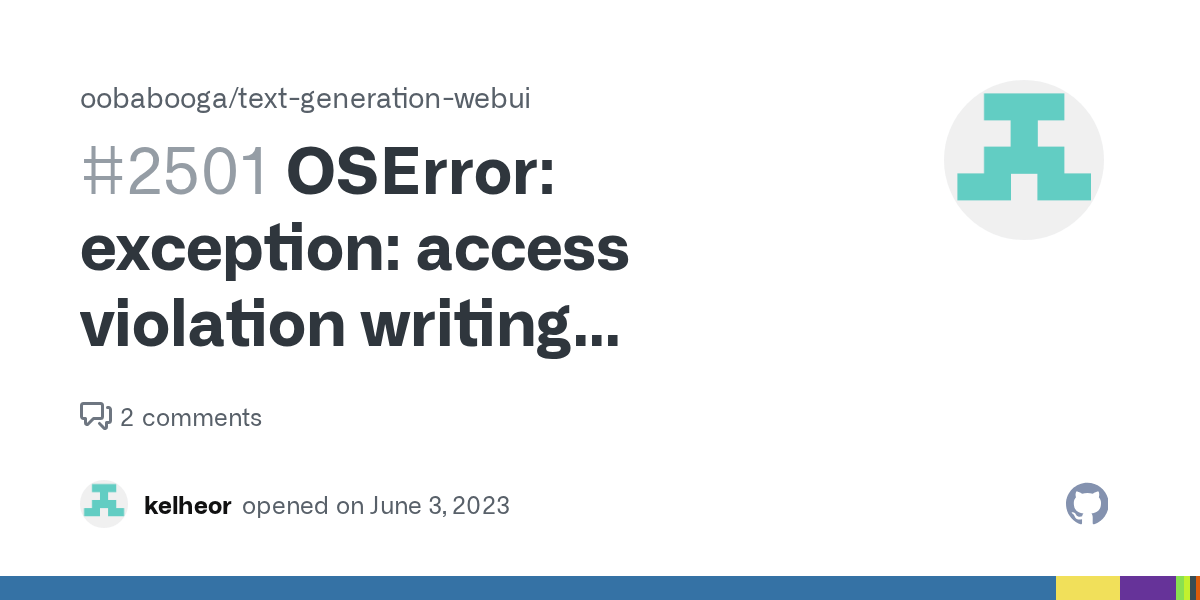 OSError exception access violation writing 0x0000000001400000 · Issue