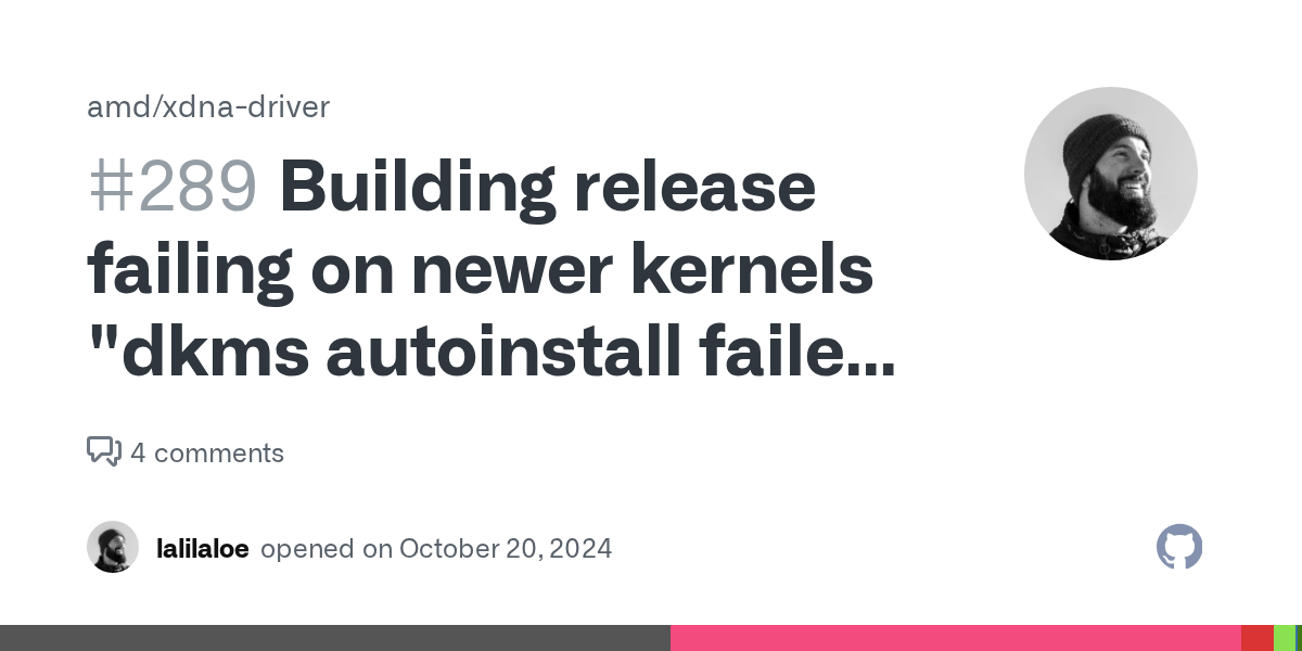 Building release failing on newer kernels "dkms autoinstall failed for