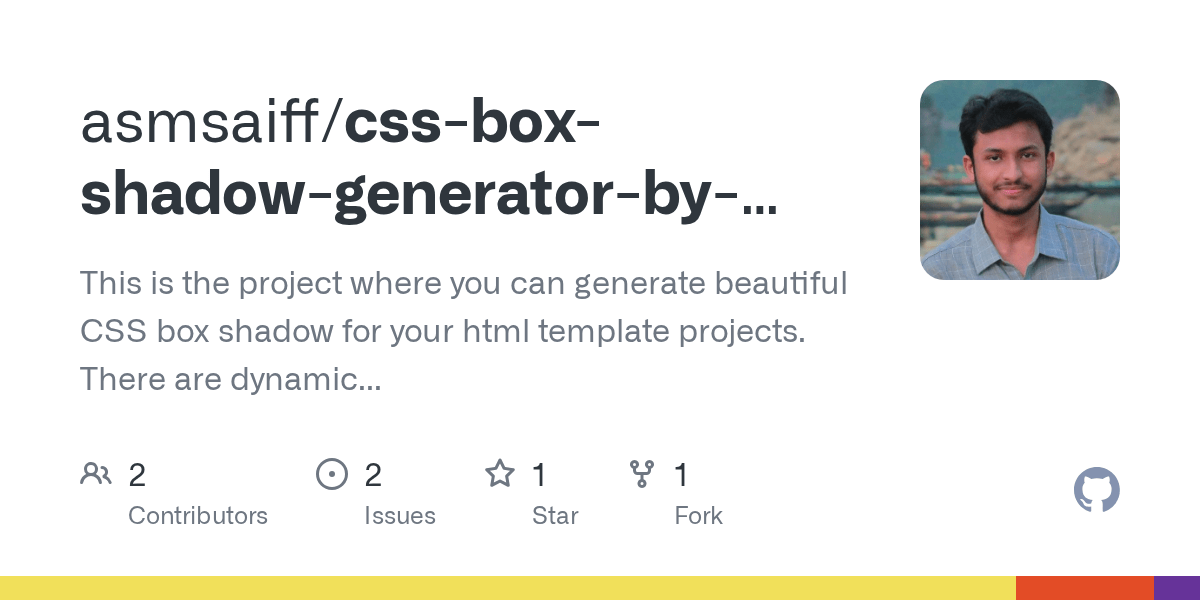 GitHub ssa1f/cssboxshadowgeneratorbyreact This is the project