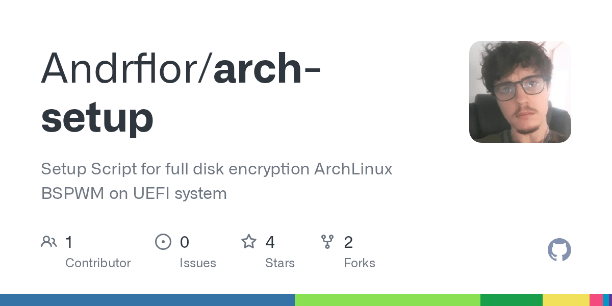 GitHub Andrflor/archsetup Setup Script for full disk encryption