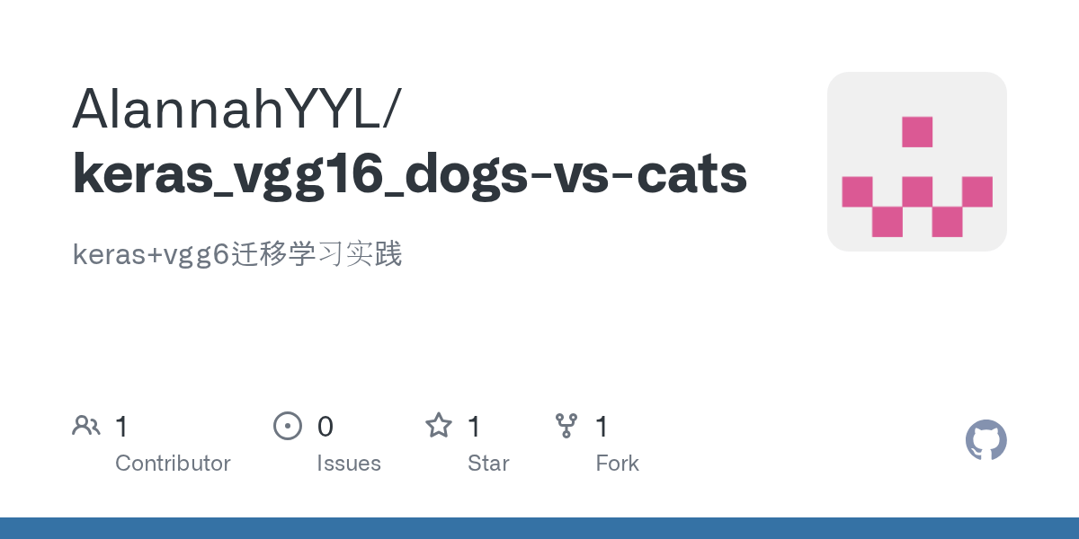GitHub AlannahYYL/keras_vgg16_dogsvscats keras+vgg6迁移学习实践