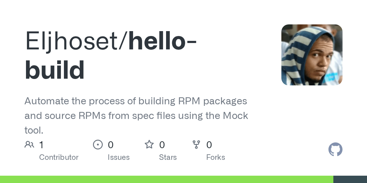 GitHub Eljhoset/hellobuild Automate the process of building RPM