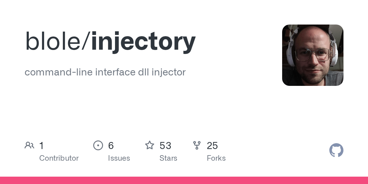GitHub blole/injectory commandline interface dll injector