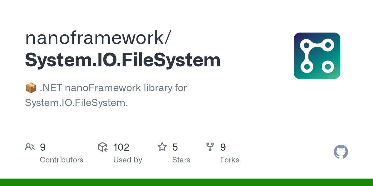 GitHub nanoframework/System.IO.FileSystem 📦 nanoFramework library for Syste.IO.FileSystem.