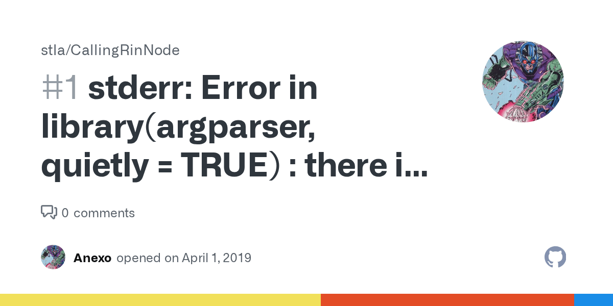 stderr Error in library(argparser, quietly = TRUE) there is no