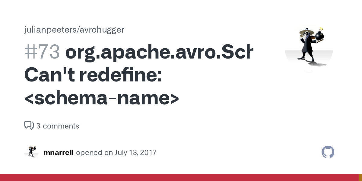 org.apache.avro.SchemaParseException Can't redefine · Issue 73