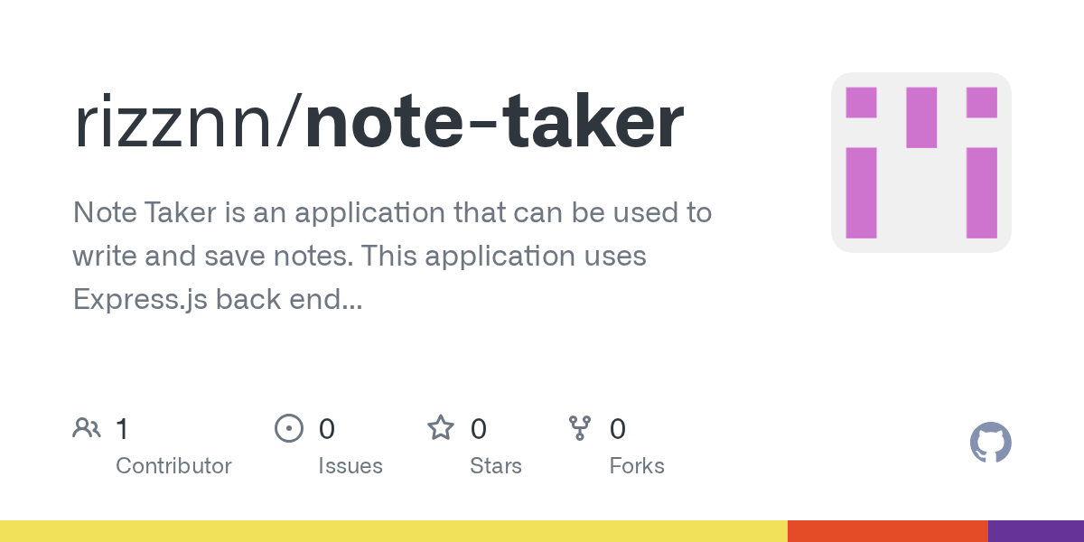 GitHub rizznn/notetaker Note Taker is an application that can be