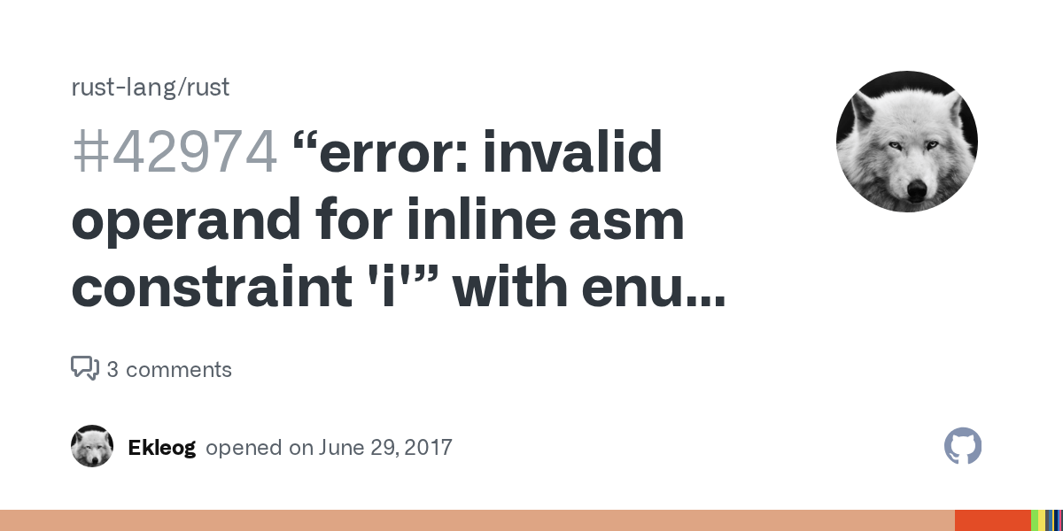 “error invalid operand for inline asm constraint 'i'” with enum