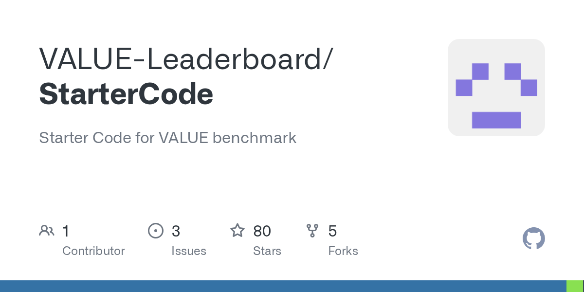 GitHub VALUELeaderboard/StarterCode Starter Code for VALUE benchmark