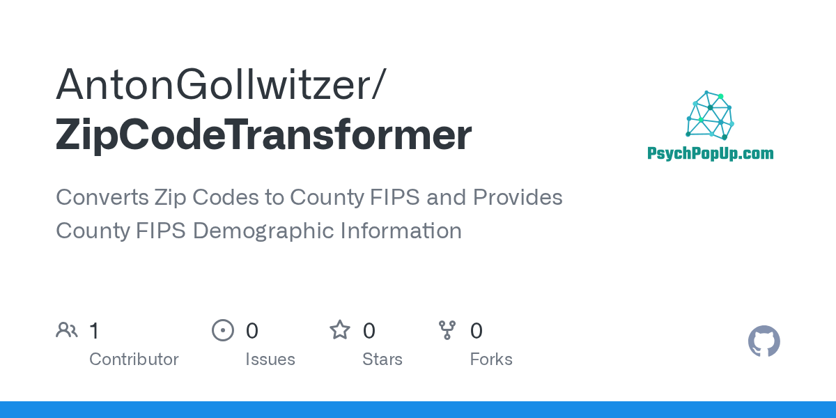 GitHub AntonGollwitzer/ZipCodeTransformer Converts Zip Codes to