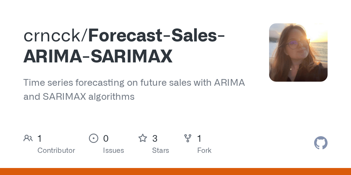GitHub crncck/ForecastSalesARIMASARIMAX Time series forecasting