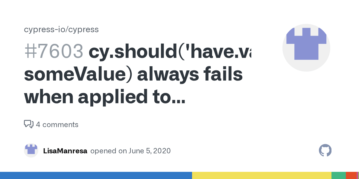 cy.should('have.value', someValue) always fails when applied to or