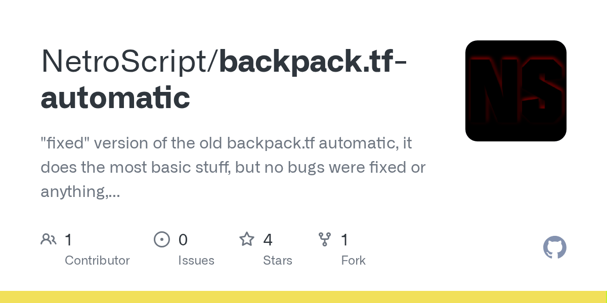 GitHub NetroScript/backpack.tfautomatic "fixed" version of the old