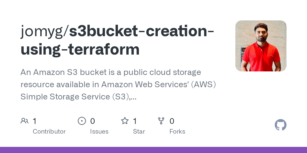 GitHub jomyg/s3bucketcreationusingterraform An Amazon S3 bucket