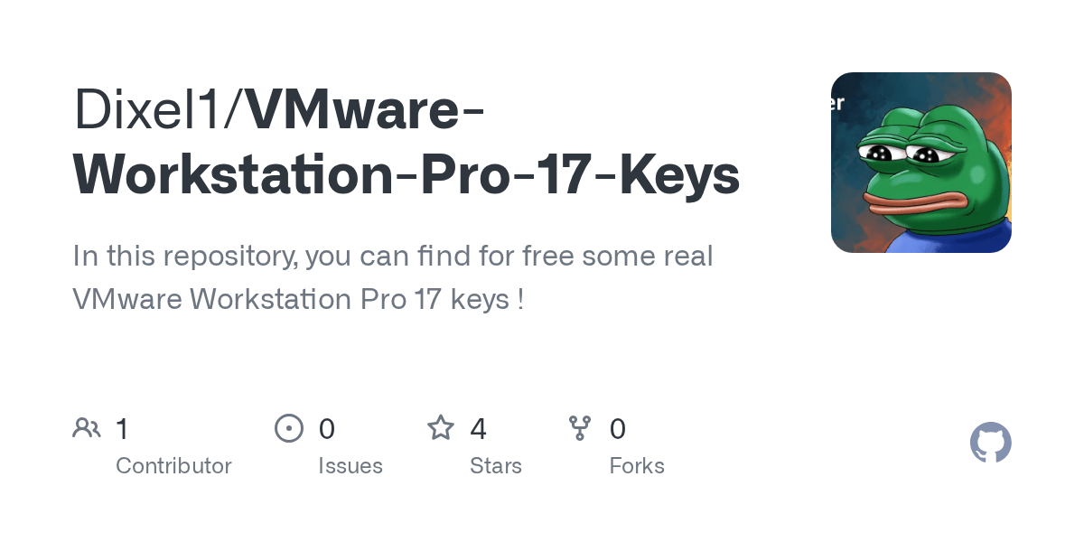 GitHub Dixel1/VMwareWorkstationPro17Keys In this repository, you
