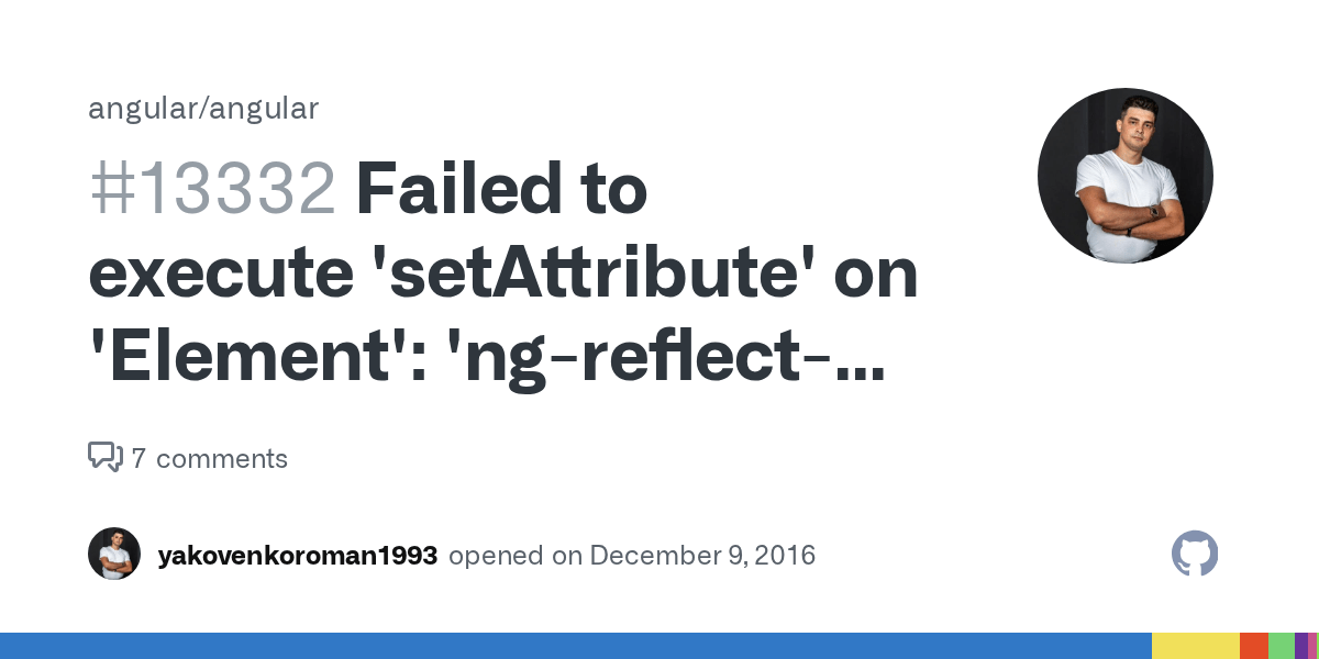 Failed to execute 'setAttribute' on 'Element' 'ngreflectactive