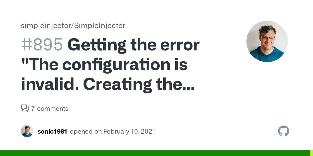Getting the error "The configuration is invalid. Creating the instance
