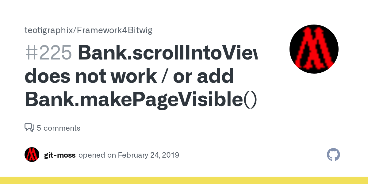 Bank.scrollIntoView does not work / or add Bank.makePageVisible