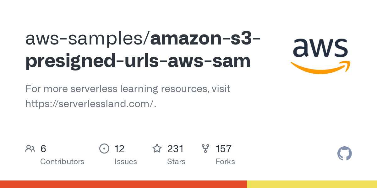 amazons3presignedurlsawssam/package.json at master · awssamples