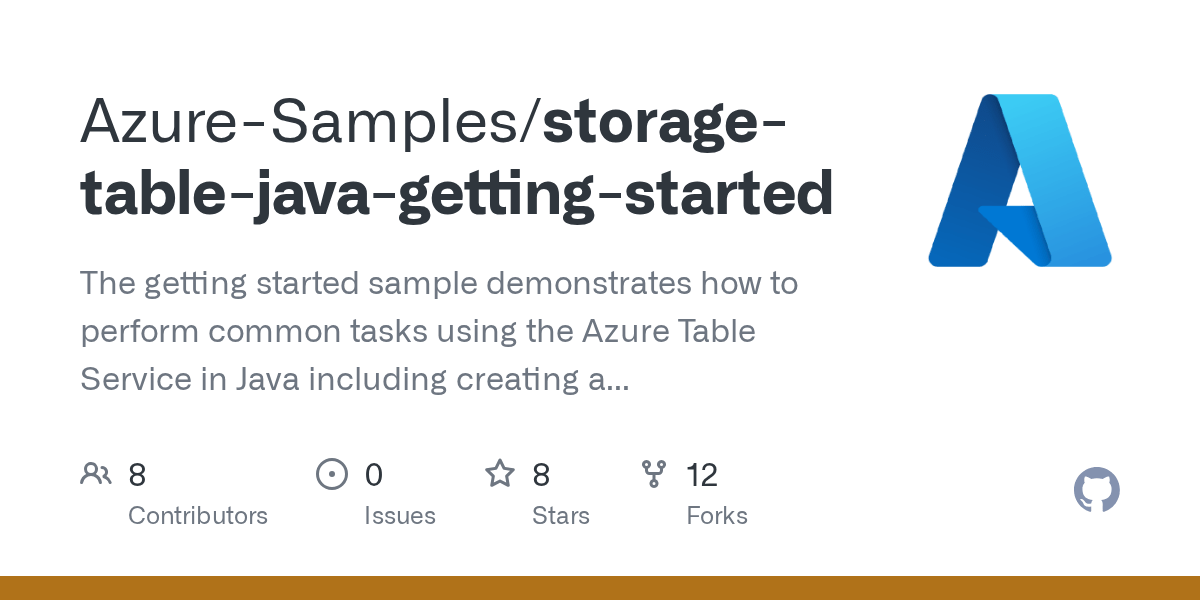 GitHub AzureSamples/storagetablejavagettingstarted The getting started sample