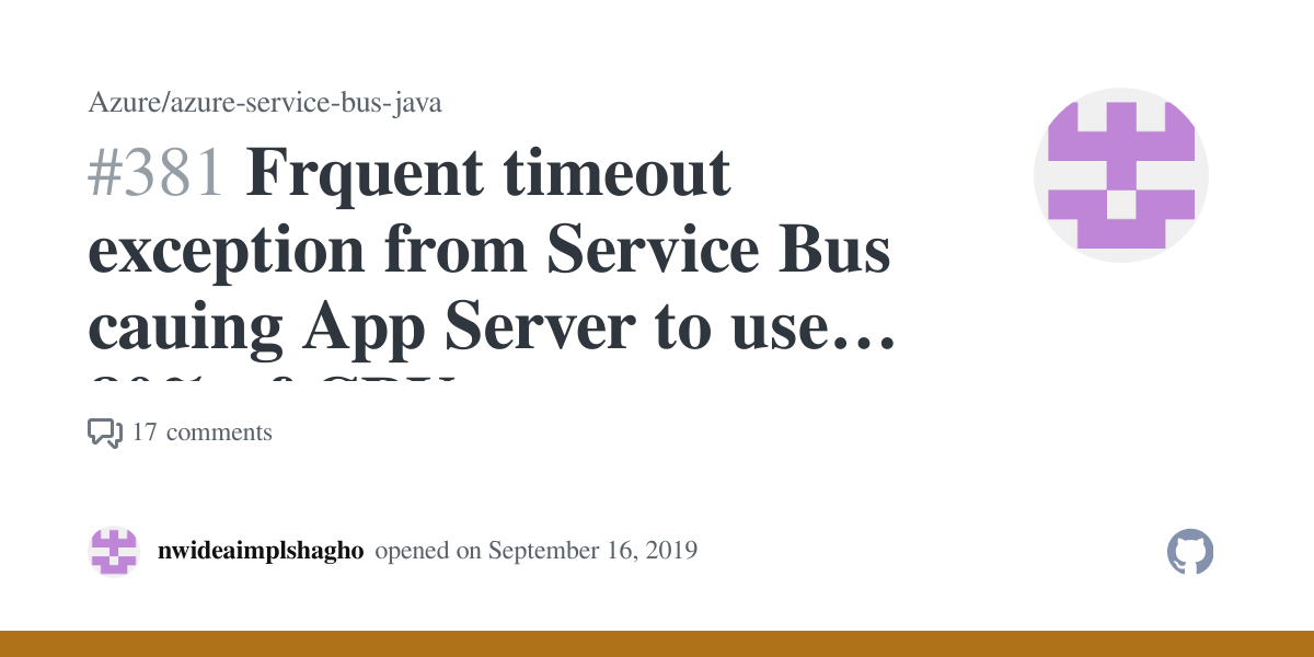 Frquent timeout exception from Service Bus cauing App Server to use 80