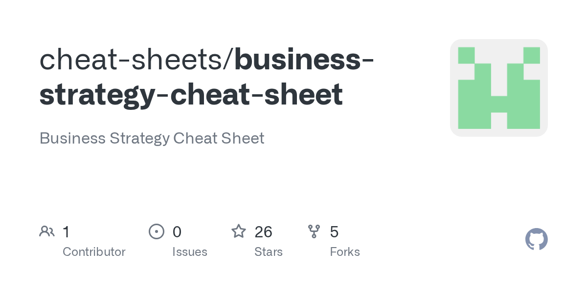 GitHub cheatsheets/businessstrategycheatsheet Business Strategy