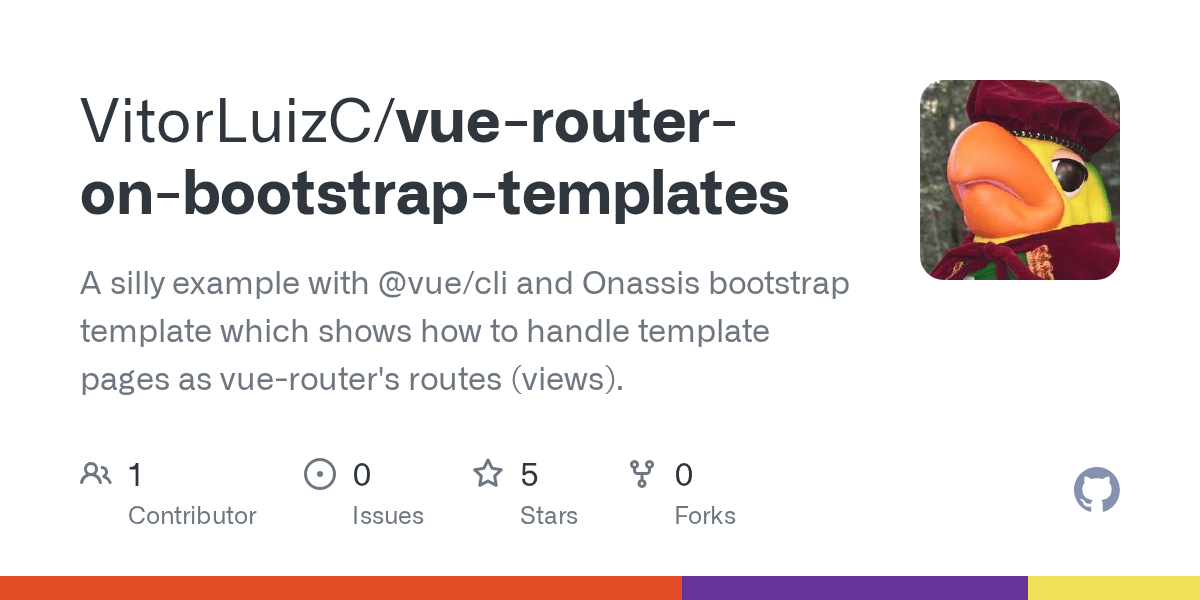 GitHub VitorLuizC/vuerouteronbootstraptemplates A silly example with vue/cli and Onassis