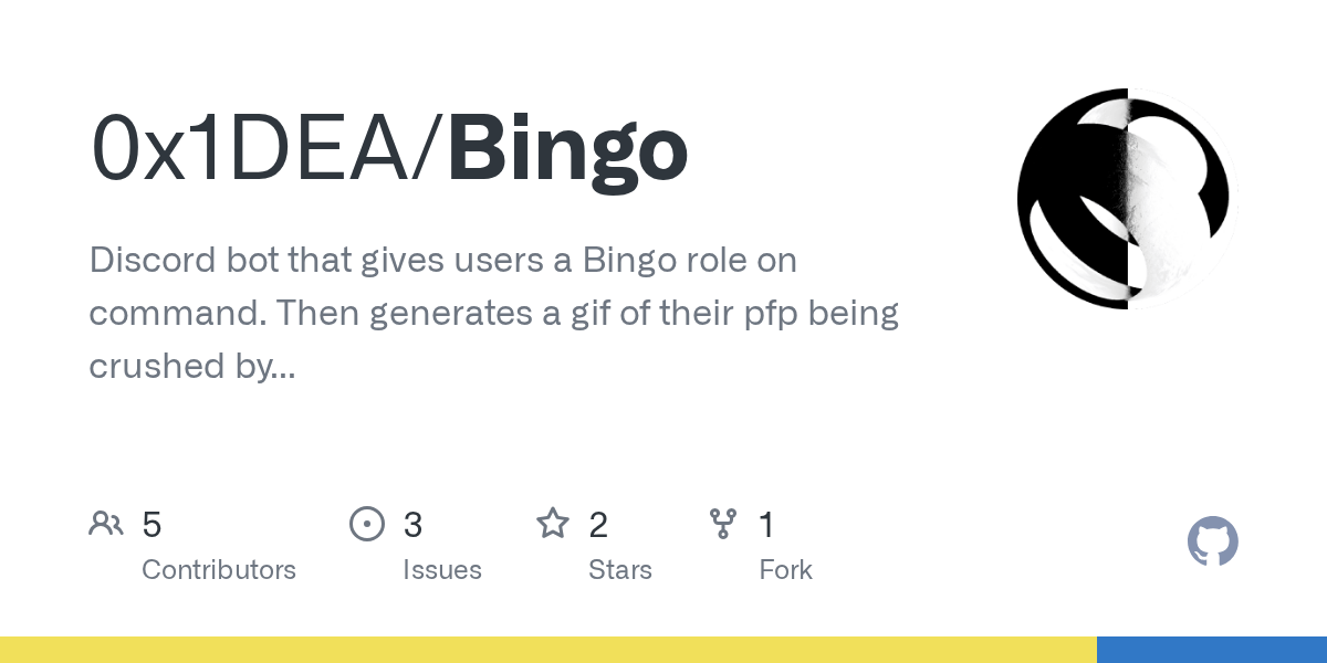 GitHub hershesz/Bingo Discord bot that gives users a Bingo role on