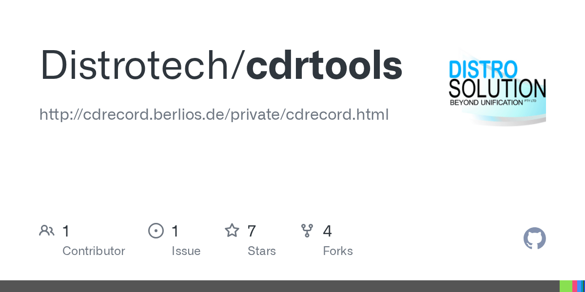 GitHub Distrotech/cdrtools http//cdrecord.berlios.de/private