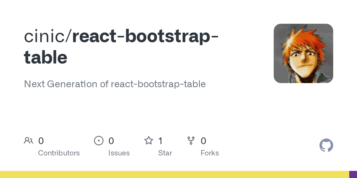 GitHub cinic/reactbootstraptable Next Generation of react