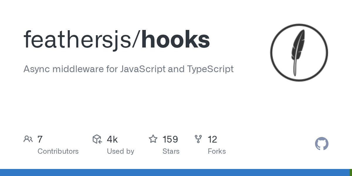 GitHub feathersjs/hooks Async middleware for JavaScript and TypeScript