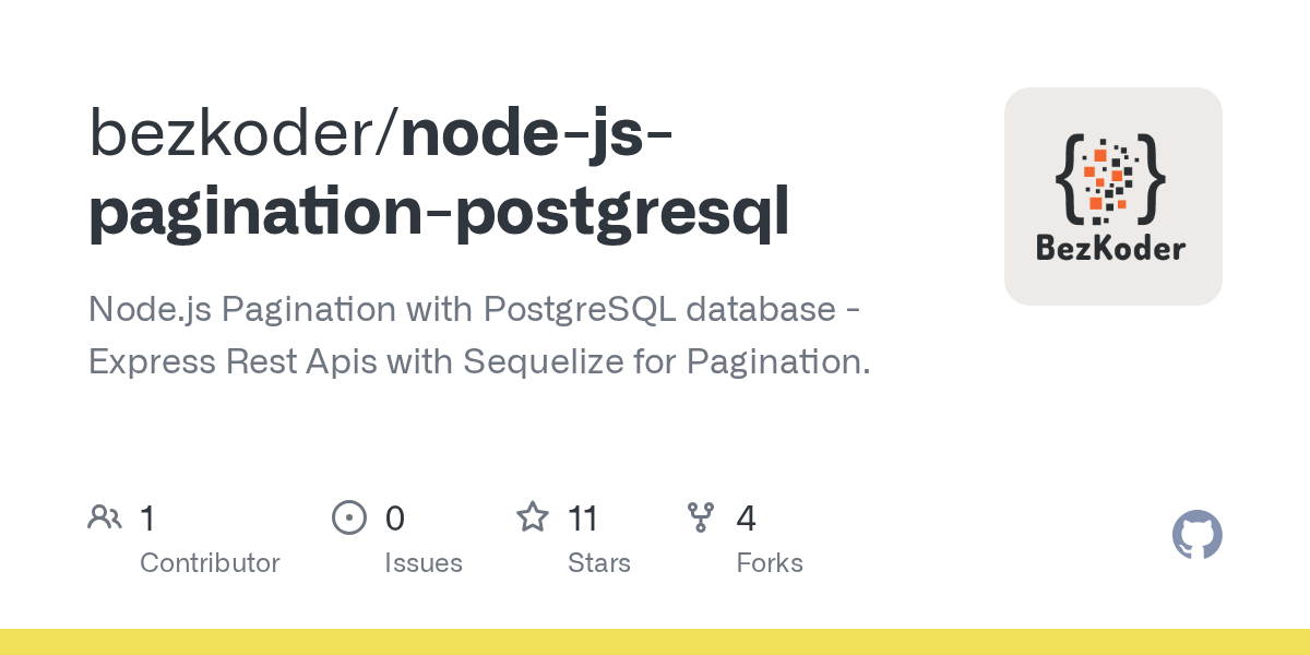 GitHub bezkoder/nodejspaginationpostgresql Node.js Pagination