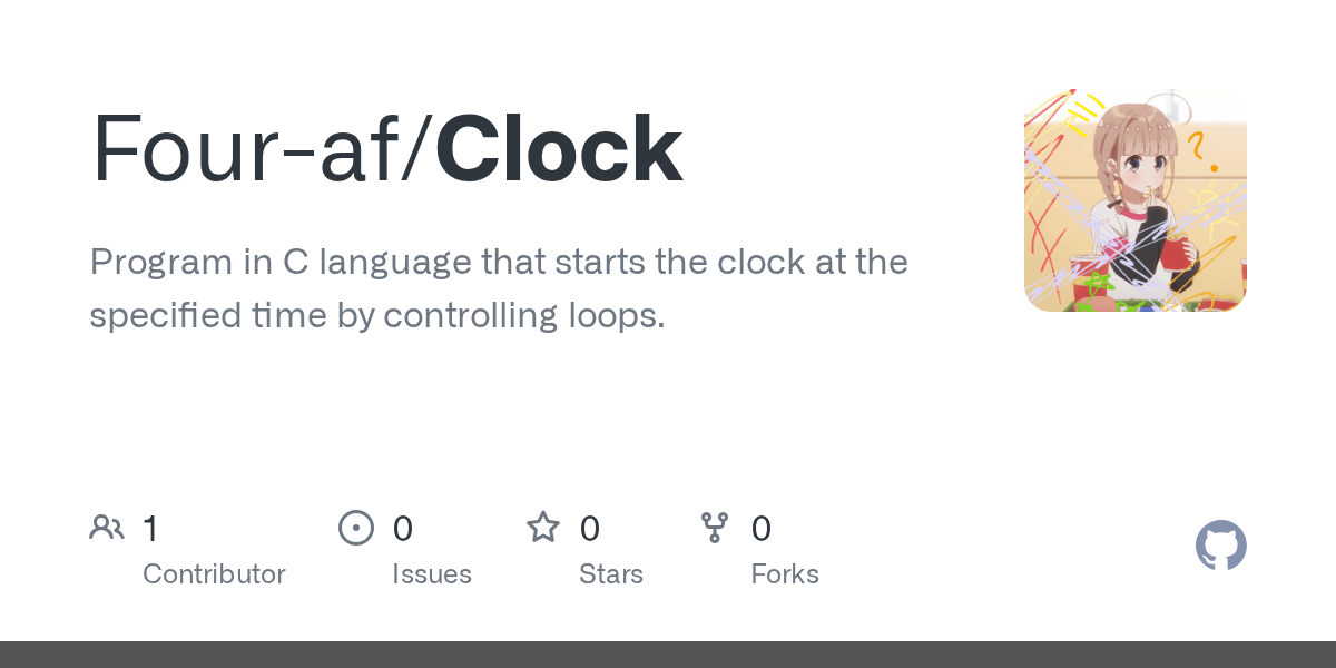 GitHub Fouraf/Clock Program in C language that starts the clock at