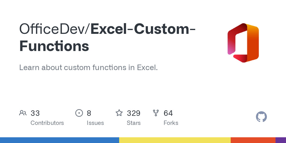 GitHub OfficeDev/ExcelCustomFunctions Learn about custom functions