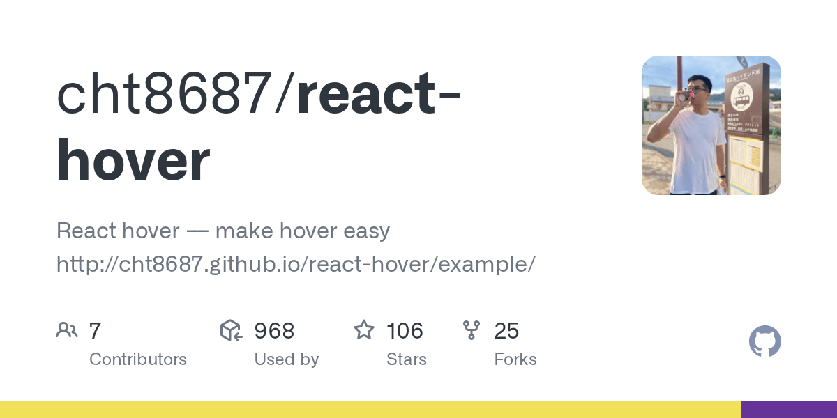 GitHub cht8687/reacthover React hover make hover easy http
